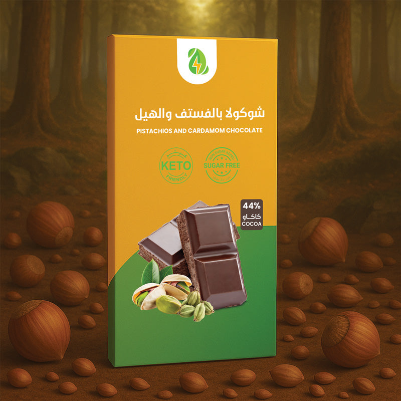 Sugar-Free Pistachio and Cardamom Chocolate Bar